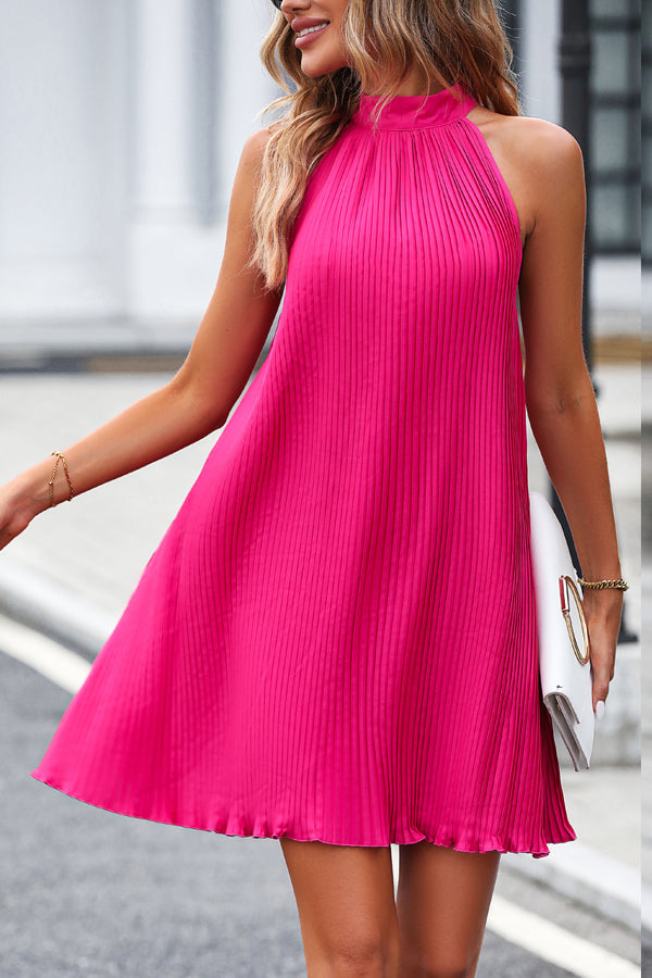 Deep Pink Halter Neck Mini Dress